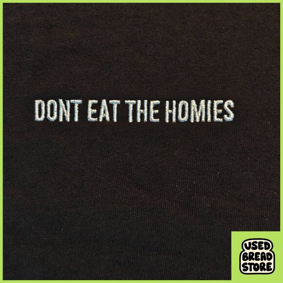 Rare Don't Eat the Homies Sweatshirt Vegan Streetwear XL Black Embroidered Logo - Picture 3 of 6